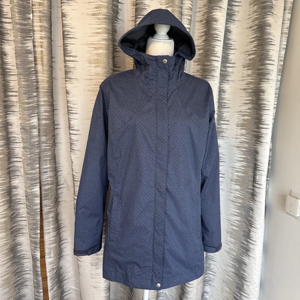 Columbia Women's Size XL Hooded Blue Omni Tech Waterproof Rain Jacket Coat